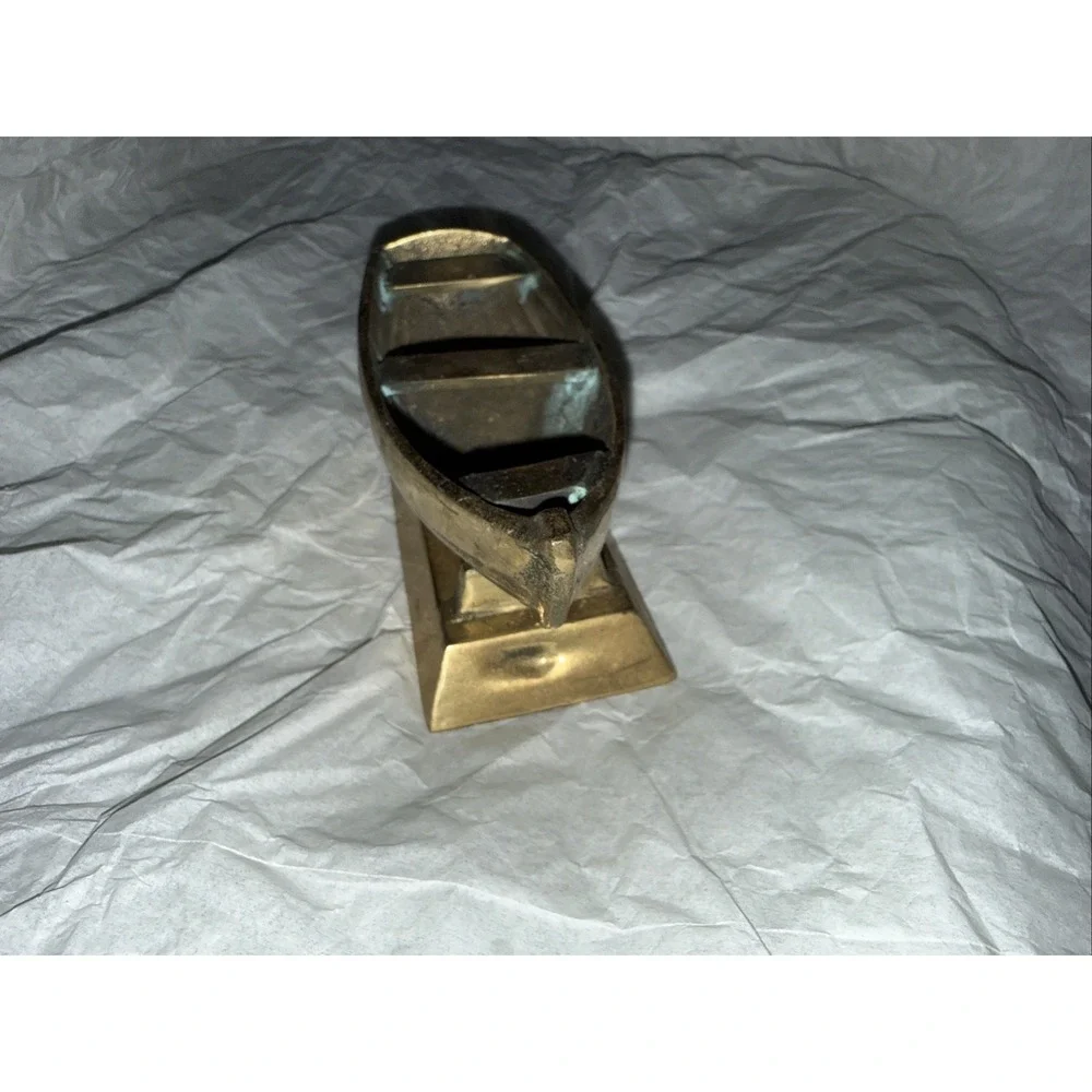 Vintage Brass Fishing Boat Ashtray Coin Tray Philadelphia Manufacturing Co